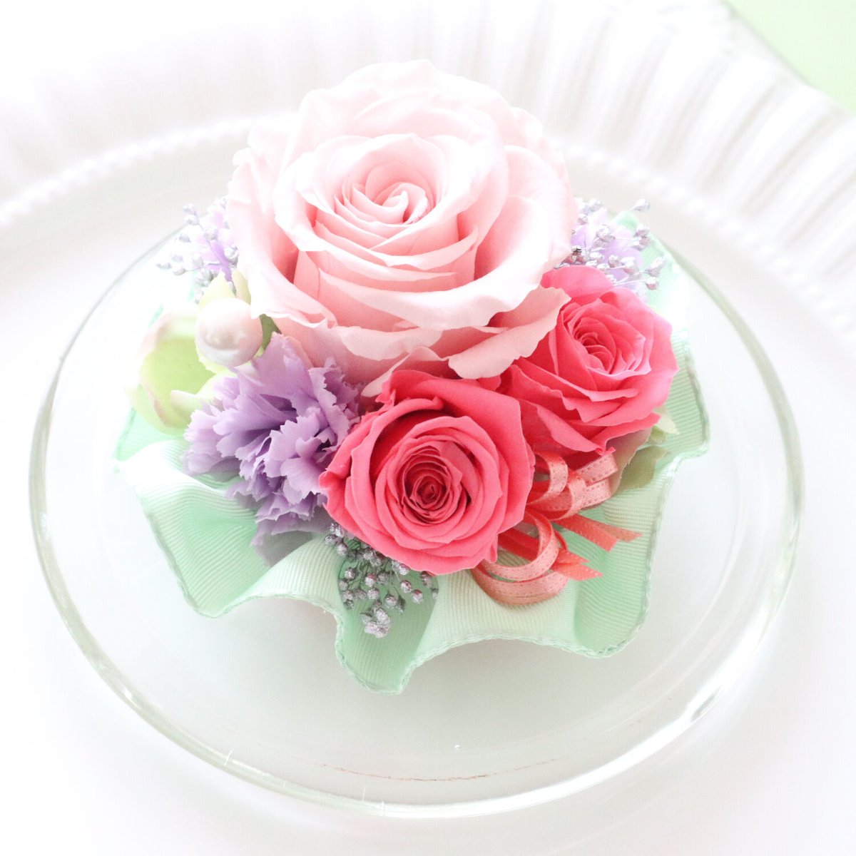Preserved Flower】パステルカラーの可憐なガラスドーム｜誕生日・母の