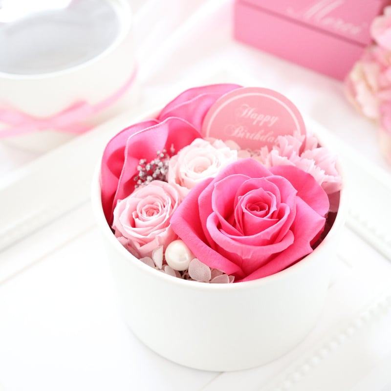Preserved Flower】ローズピンクの華やかなプチフラワーボックス|誕生 Preserved Flower】ローズピンクの華やかなプチフラワーボックス|誕生