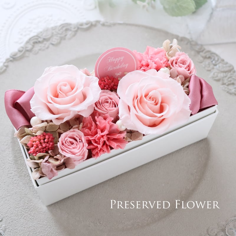 Preserved Flower】ピンクのバラとカーネーションの上品なフラワー