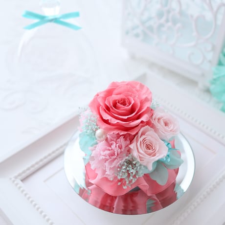 【Preserved Flower】ときめくようなバラ色の上品なガラスドーム｜母の日・記念日・結婚祝い・出産祝い等　pre.006