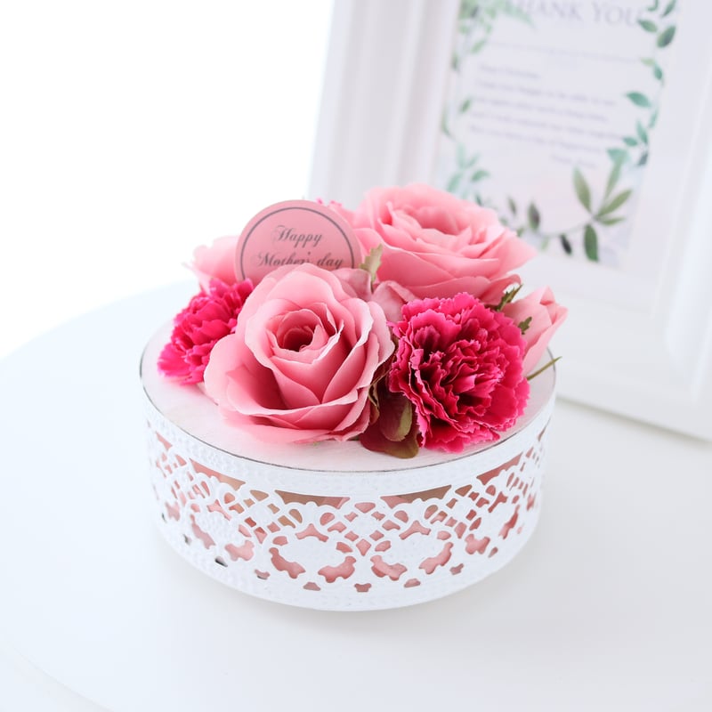 Artificial Flower】カーネーションとバラのフラワーケーキアレンジ