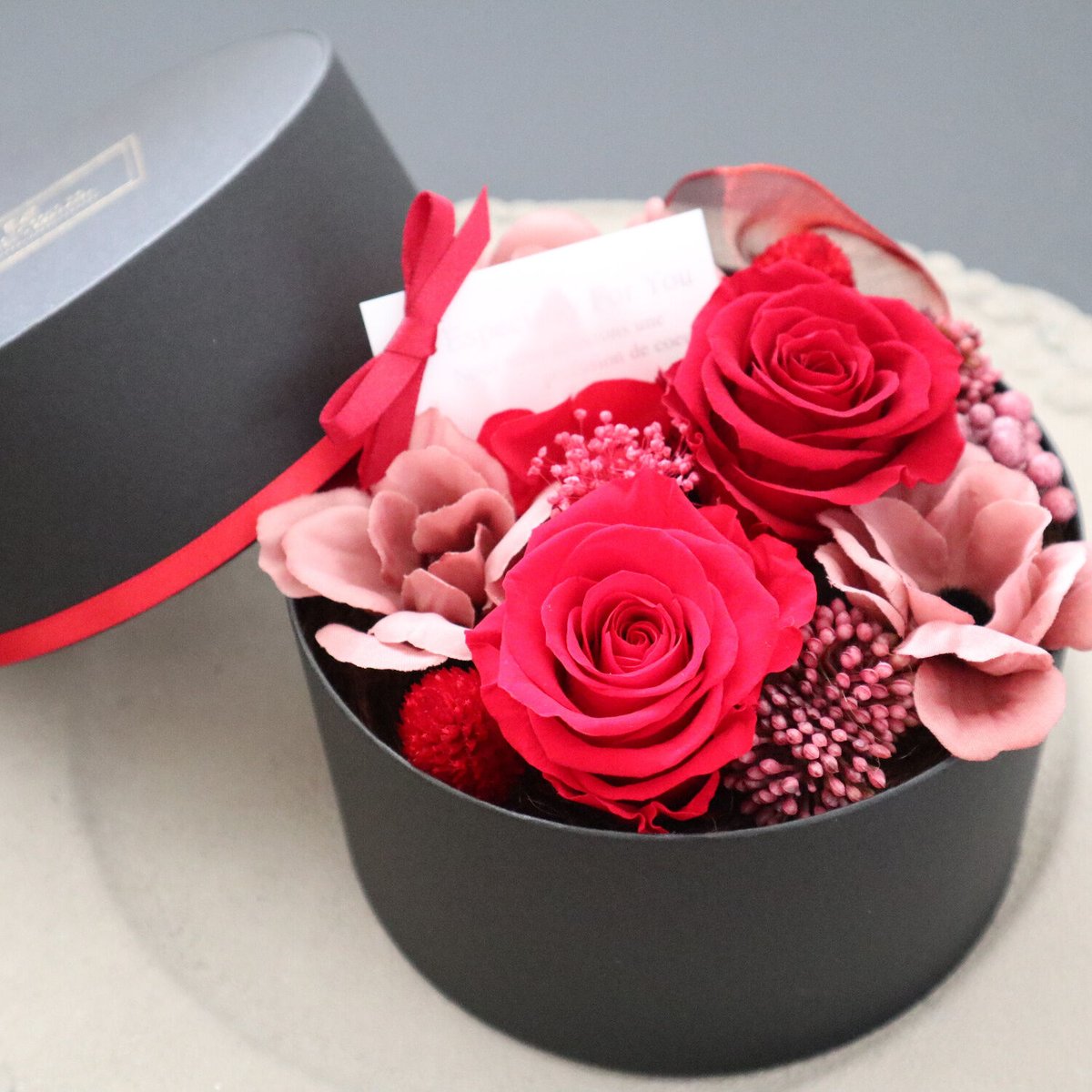 Preserved Flower】赤いバラのモダンエレガントなフラワーボックス 