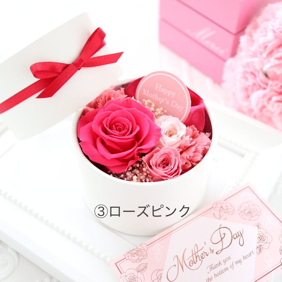 Preserved Flower】選べる3色｜バラとカーネーションのプチフラワー