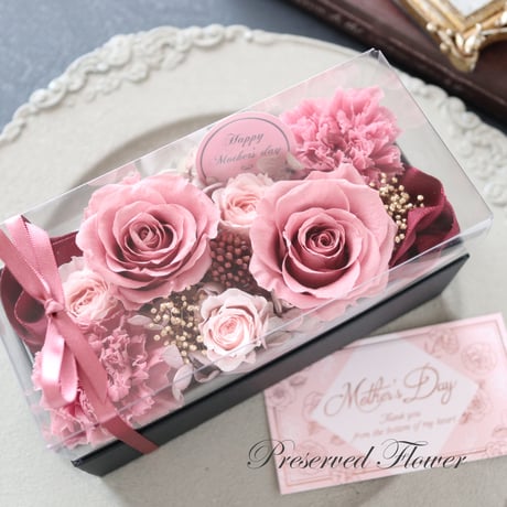 【Preserved Flower】モーブピンクの上品なフラワーボックス｜誕生日・母の日・退職祝い　pre.107