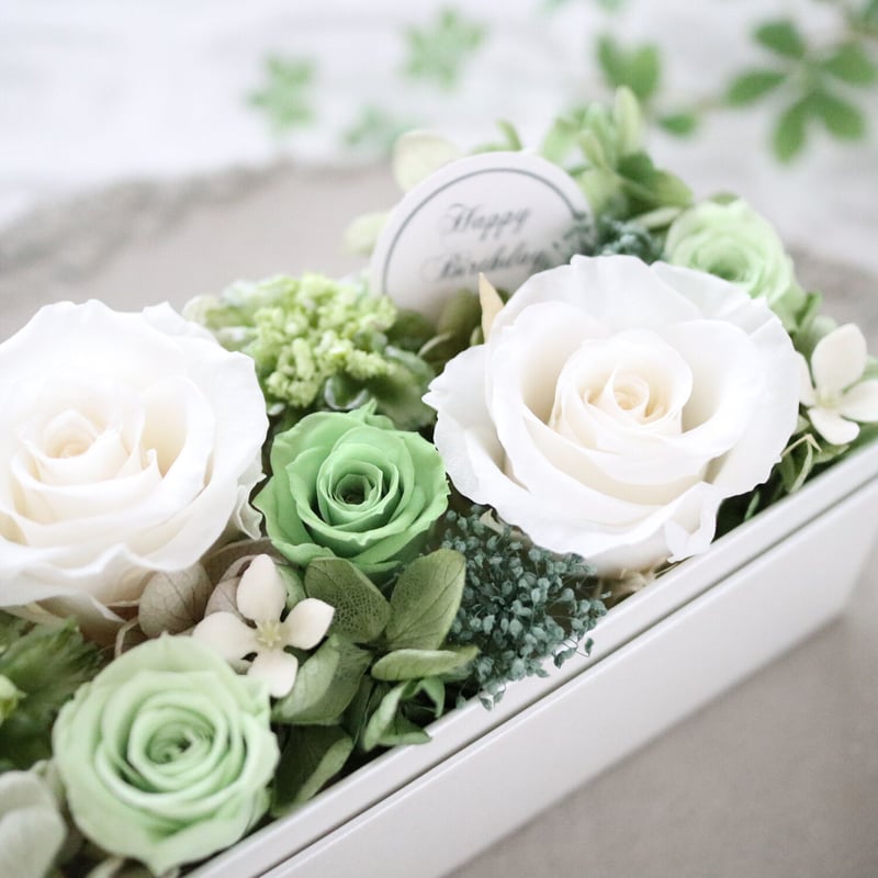 Preserved Flower】ホワイトローズのフレッシュ感あるグリーン系
