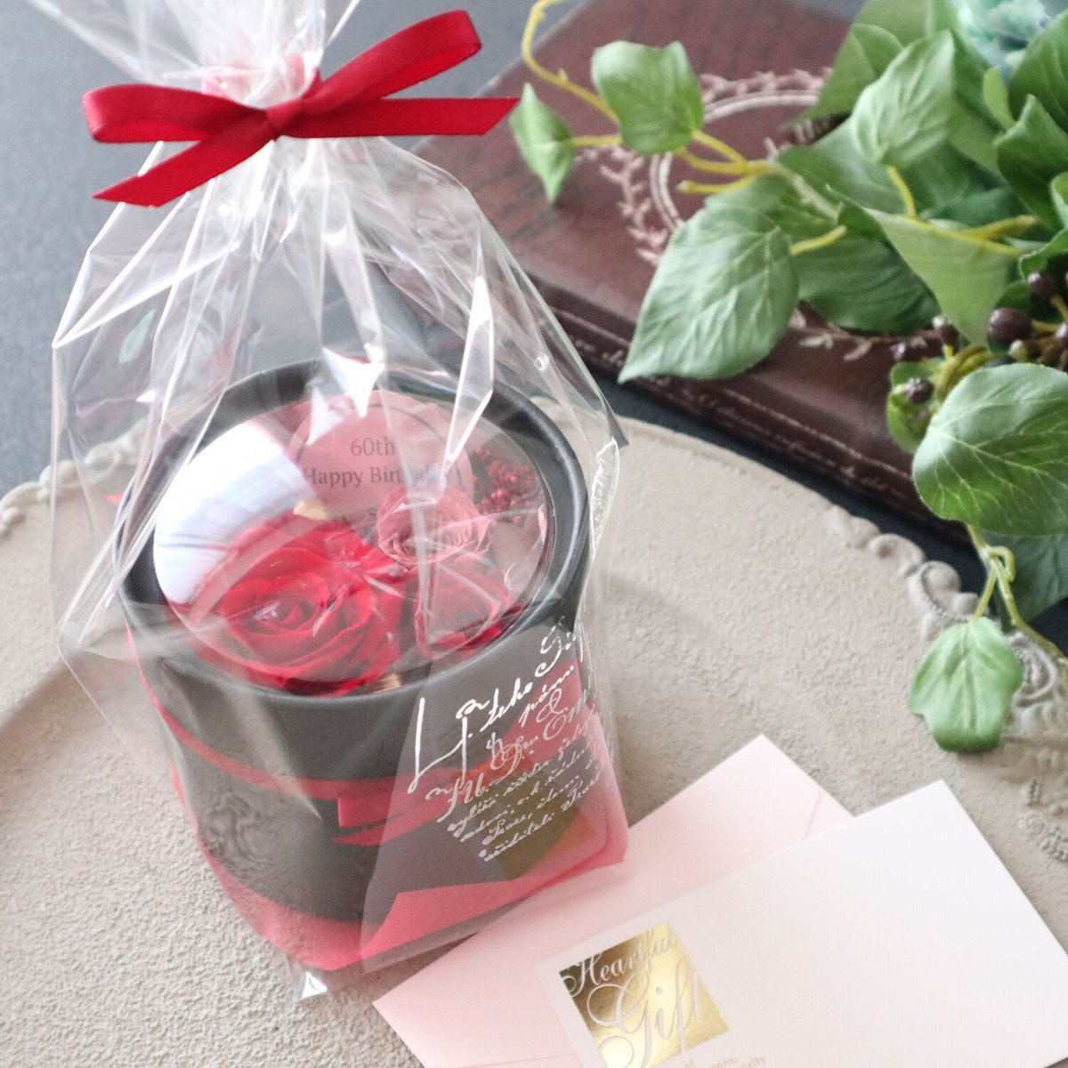 Preserved Flower】アンティークレッドのプチフラワーボックス