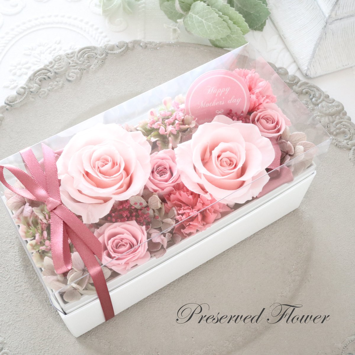 Preserved Flower】ピンクのバラとカーネーションの上品な Preserved Flower】ピンクのバラとカーネーションの上品な