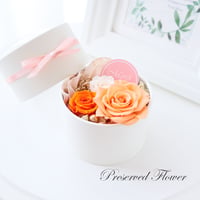 【Preserved Flower】オレンジローズのおしゃれなプチフラワーボックス｜誕生日・結婚祝い・退職祝い　pre.130