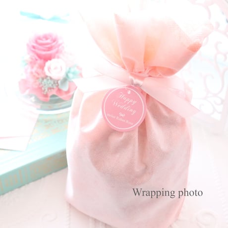【Preserved Flower】ときめくようなバラ色の上品なガラスドーム｜母の日・記念日・結婚祝い・出産祝い等　pre.006