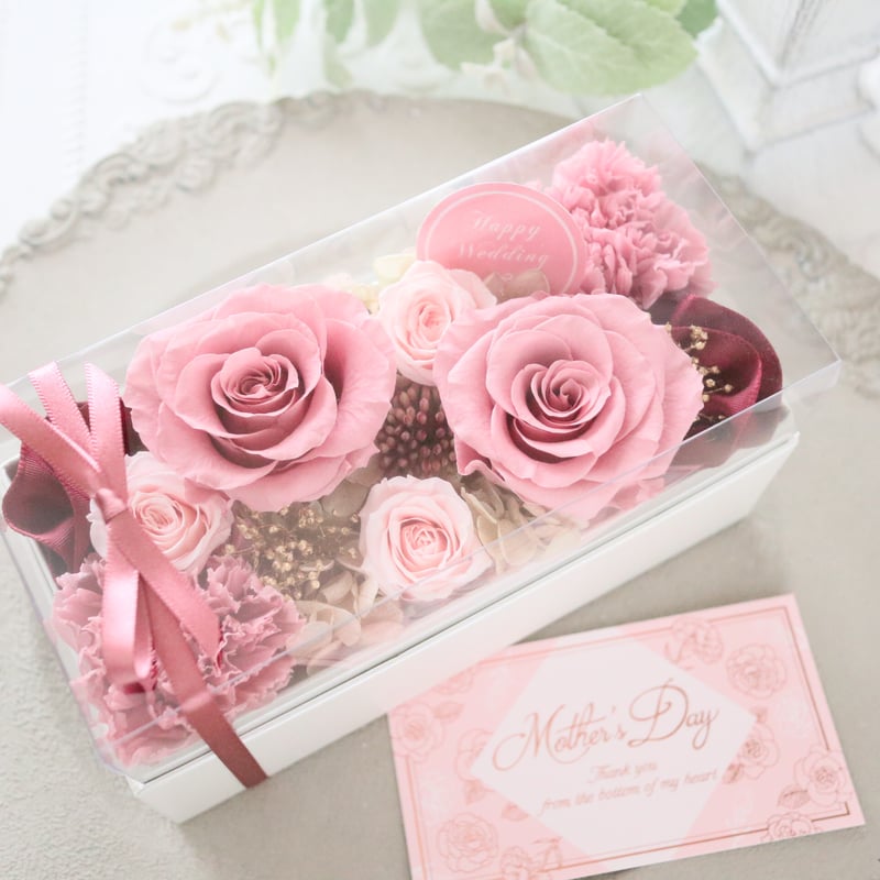 Preserved Flower】モーブピンクの上品なフラワーボックス｜誕生日・母