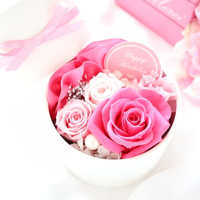 Preserved Flower】ローズピンクの華やかなプチフラワーボックス|誕生 Preserved Flower】ローズピンクの華やかなプチフラワーボックス|誕生