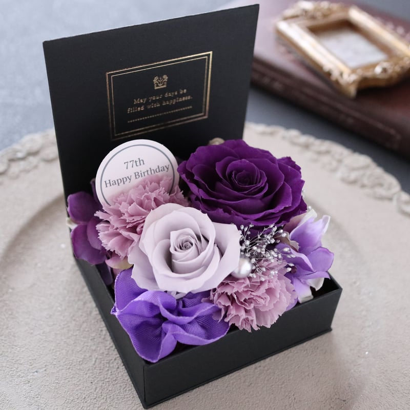 Preserved Flower】バイオレットのバラとカーネーションのクリアケース