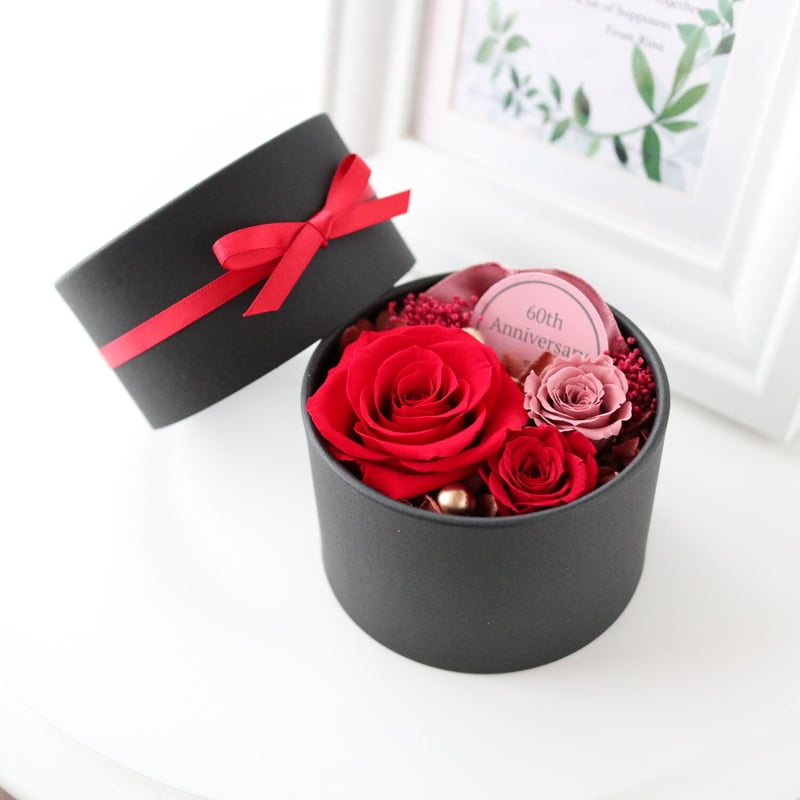 Preserved Flower】アンティークレッドのプチフラワーボックス｜誕生日