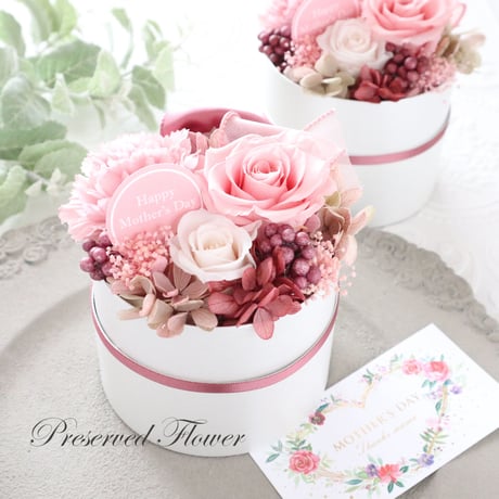 【Preserved Flower】くすみピンクのエレガンスフラワーボックス｜誕生日・結婚祝い・母の日等　pre.058