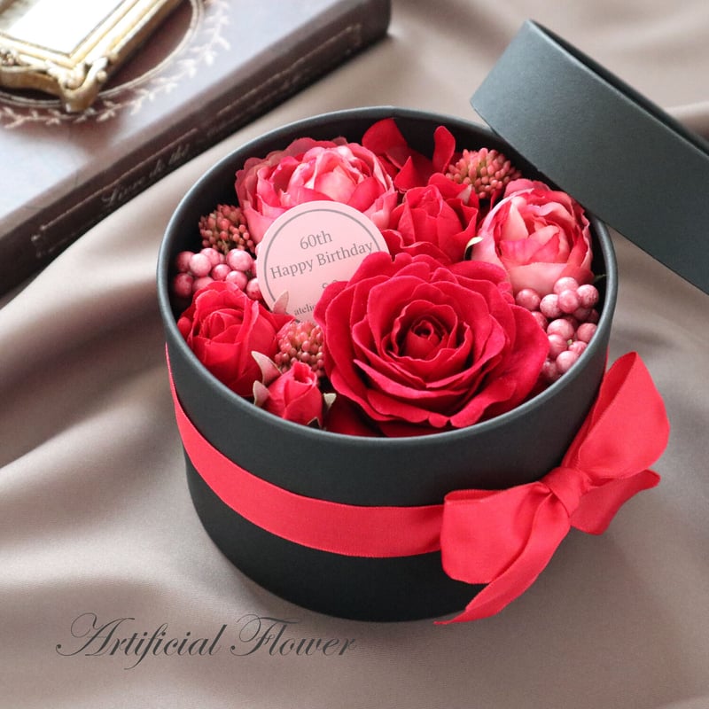 Artificial Flower】 赤いバラのスタイリッシュなフラワーボックス