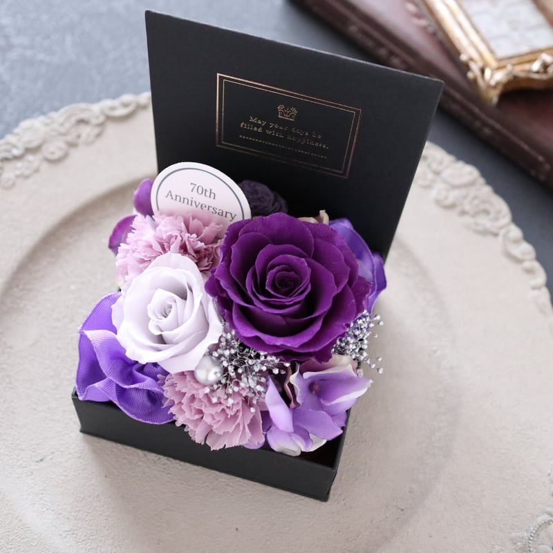 Preserved Flower】バイオレットのバラとカーネーションのクリアケース