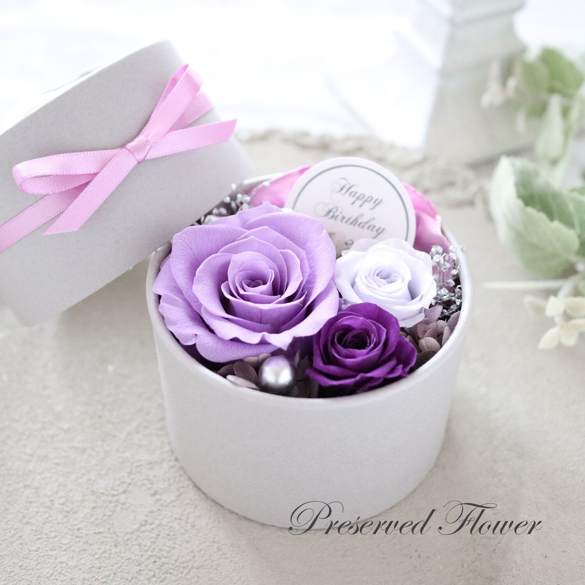 Preserved Flower】ラベンダーカラーのプチフラワーボックス｜誕生日