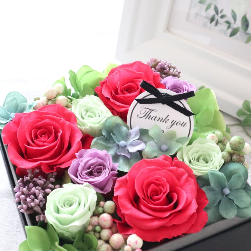 Preserved Flower】赤いバラとあじさいのフレッシュ感あるフラワー