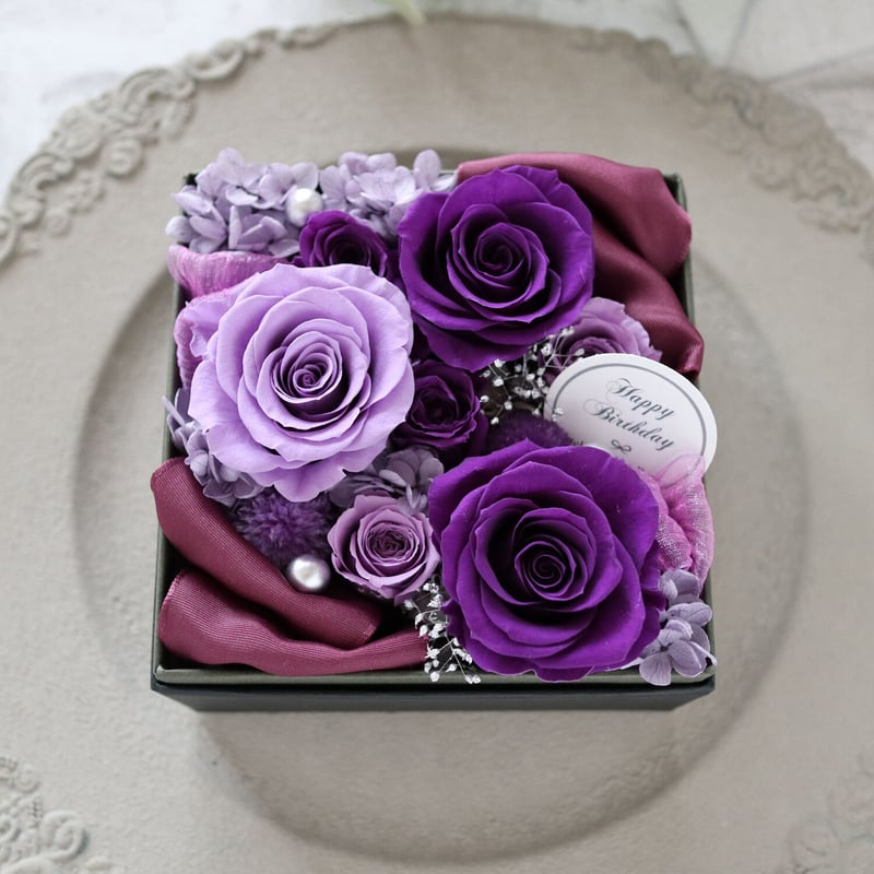 Preserved Flower】 古希・喜寿祝いに上質なバイオレッドのフラワー