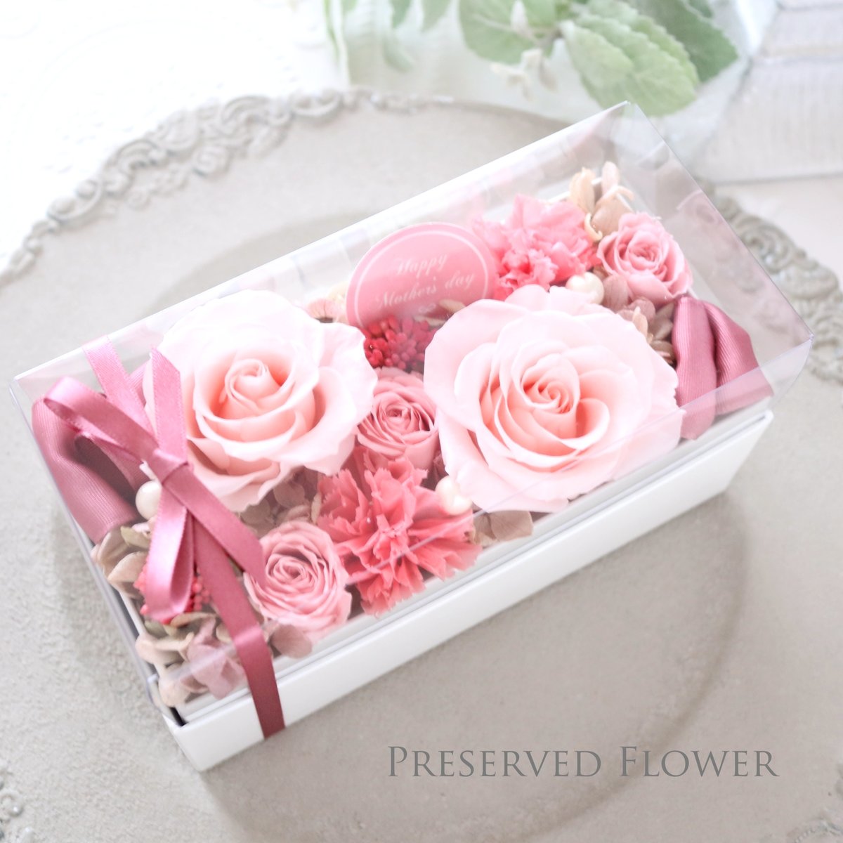 Preserved Flower】ピンクのバラとカーネーションの上品なフラワー