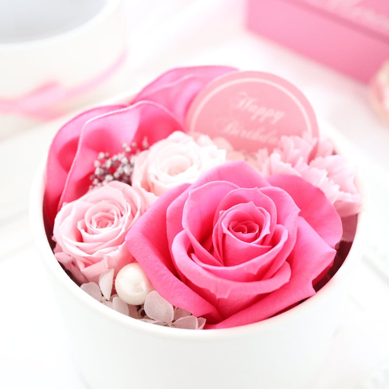 Preserved Flower】ローズピンクの華やかなプチフラワーボックス｜誕生