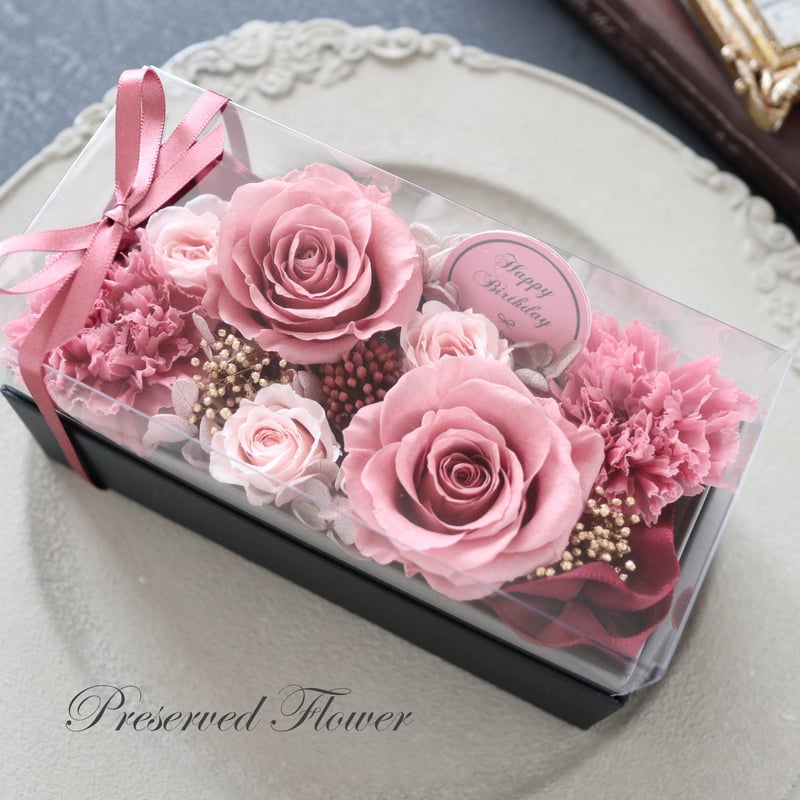 Preserved Flower】モーブピンクの上品なフラワーボックス｜誕生日・母