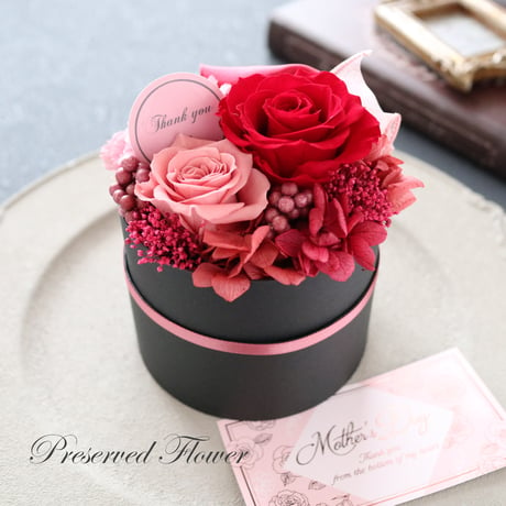 【Preserved Flower】バラとカーネーションのコンパクトなフラワーボックス｜誕生日・還暦祝い・母の日等　pre.049