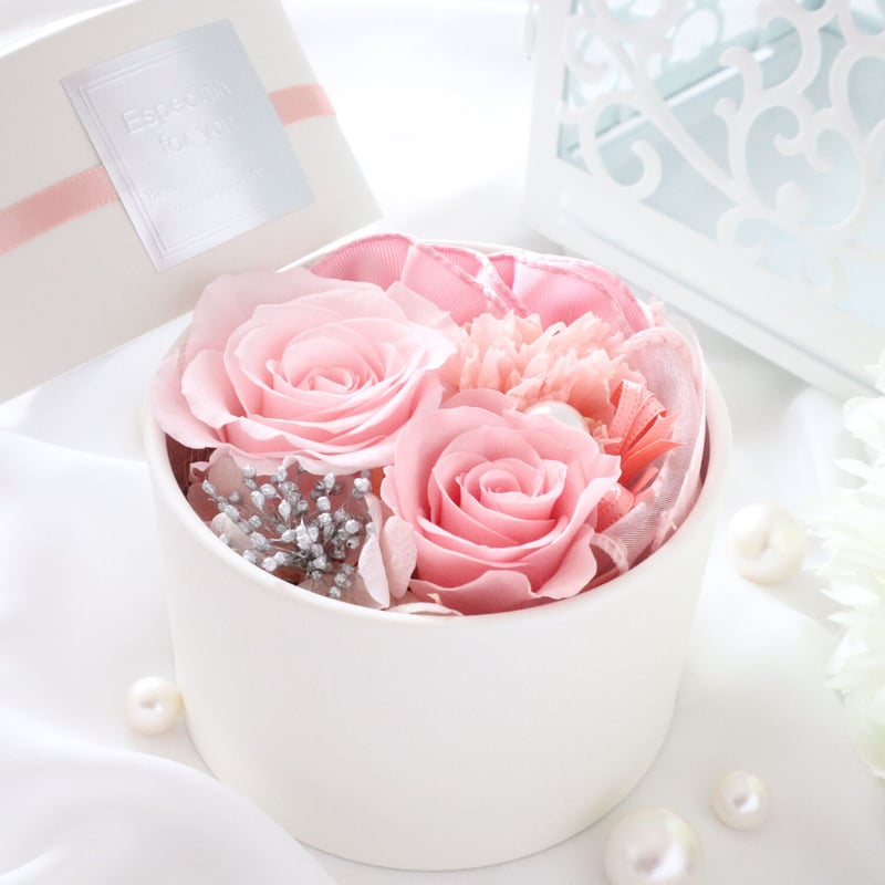Preserved Flower】ピンクベージュのエレガントなプチフラワーボックス