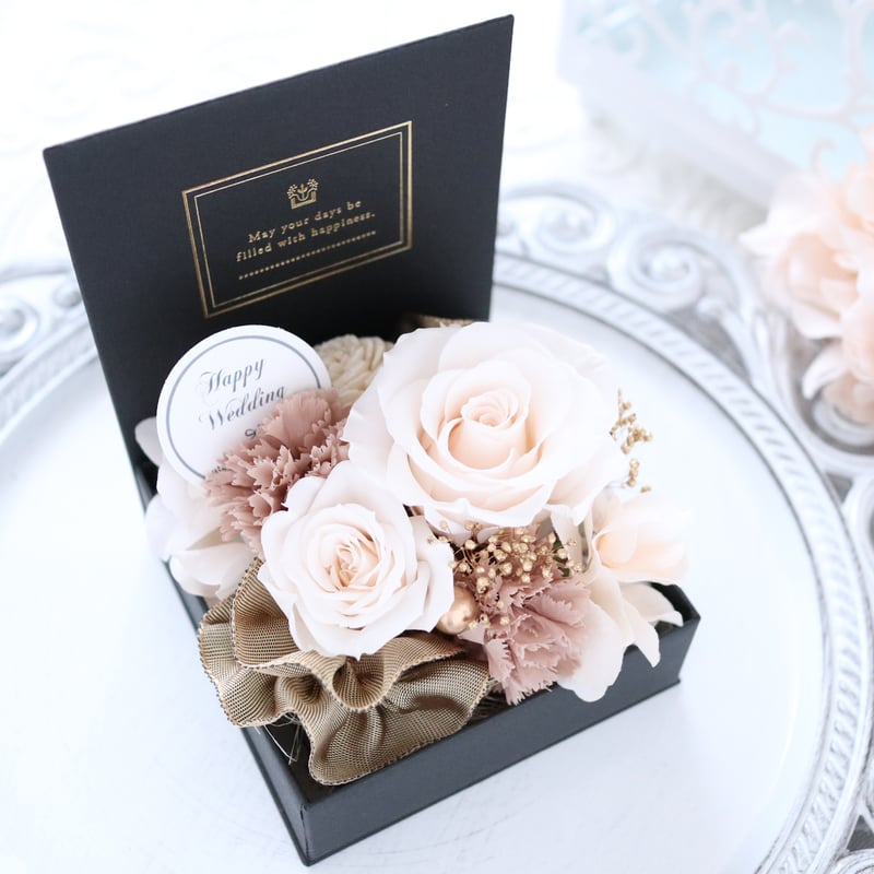 Preserved Flower】シャンパンホワイトのバラとカーネーションのクリア