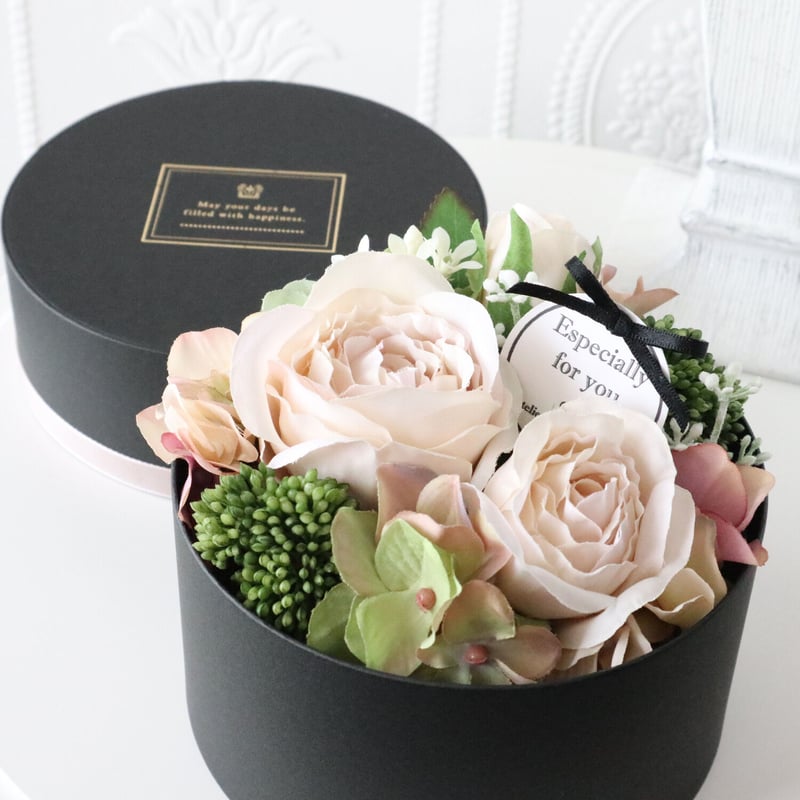 Artificial Flower】シャンパンホワイトローズのフラワーボックス｜母