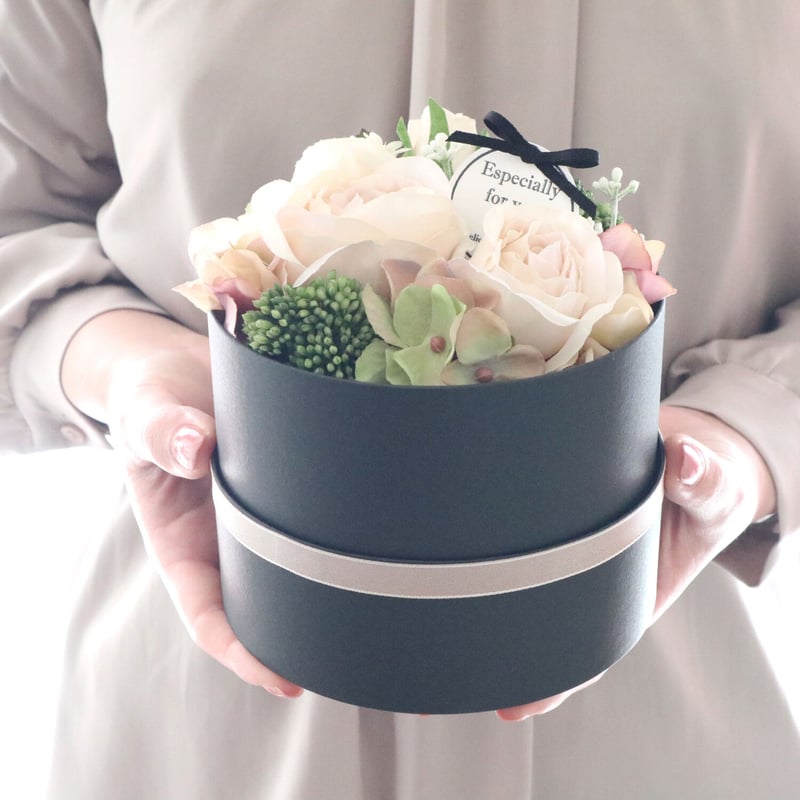 Artificial Flower】シャンパンホワイトローズのフラワーボックス｜母