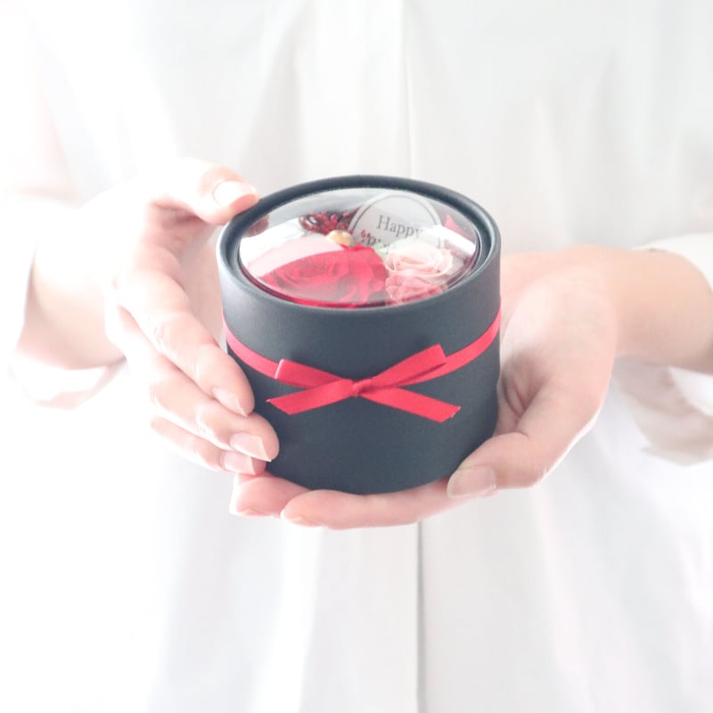 Preserved Flower】アンティークレッドのプチフラワーボックス｜誕生日