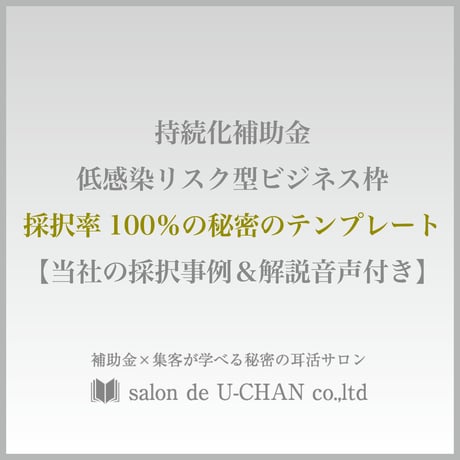 【2022年2月末まで】持続化補助金 低感染リスク型ビジネス枠 最新テンプレート《当社の採択事例＆解説講義つき》