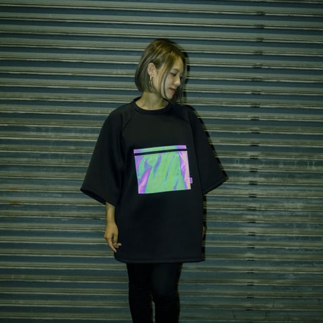 "ADAPTER" リフレクターセンターポケットドルマンTシャツ