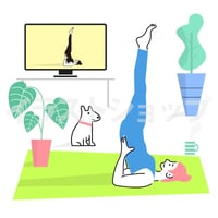 ヨガイラスト　オンラインレッスン　肩立ちのポーズ
