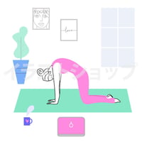 ヨガイラスト　オンラインレッスン　猫のポーズ