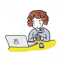Stay Home お家でパソコンする女性　イラスト