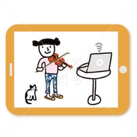 バイオリンオンラインレッスン　タブレット　イラスト