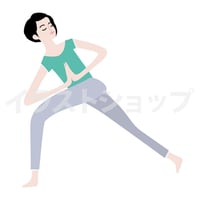 ヨガイラスト　ねじった体側を伸ばすポーズ女性