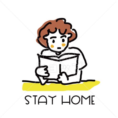 Stay Home　読書する少女　イラスト