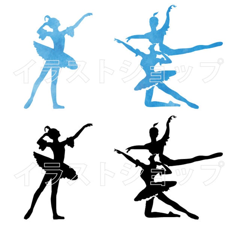 バレエ ブルーバード シルエットセット イラスト | イラストショップ