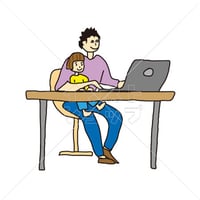 テレワークするお父さん　イラスト