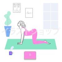 ヨガイラスト　オンラインレッスン　牛のポーズ