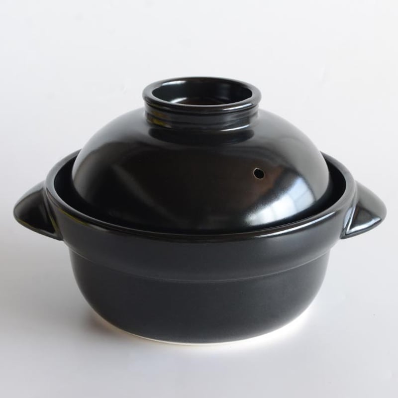 森修焼】味鍋 (約1,200ml・2合炊き ガス直火用) カラー(白 or 黒) ※送料