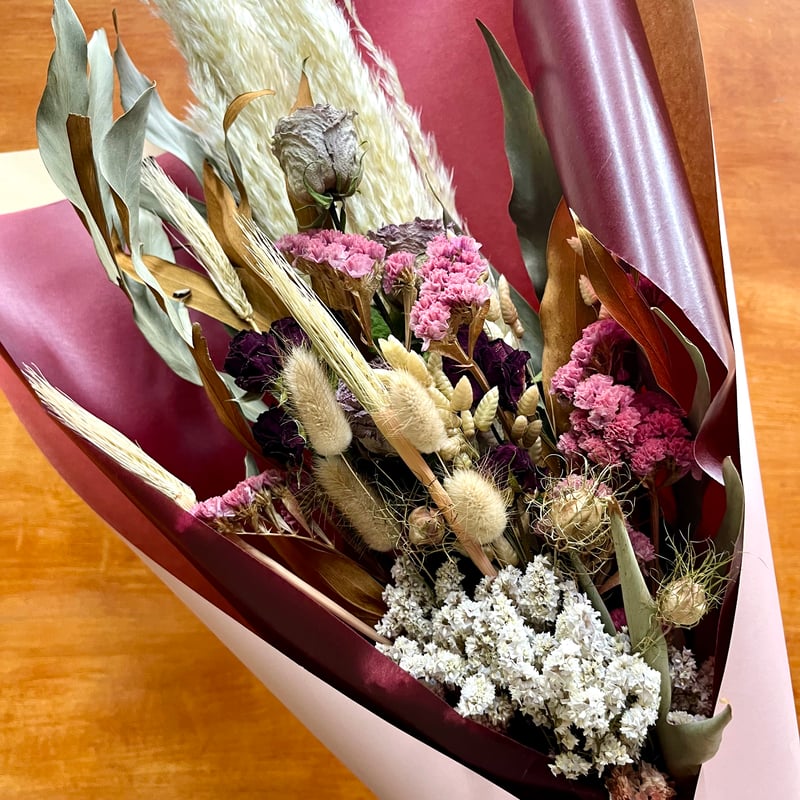 ドライフラワー スワッグ】 ホワイト&ピンク系_001 | Flowershop Otsuki 