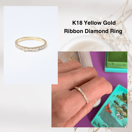 K18 Baguette Ribbon Diamond Ring