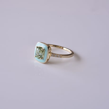 K14 Mint tourmaline Enamel Ring