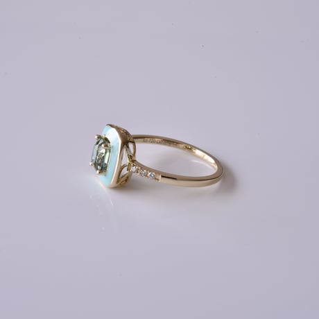 K14 Mint tourmaline Enamel Ring