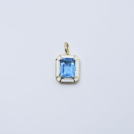 K18  Blue Topaz Enamel Pendant