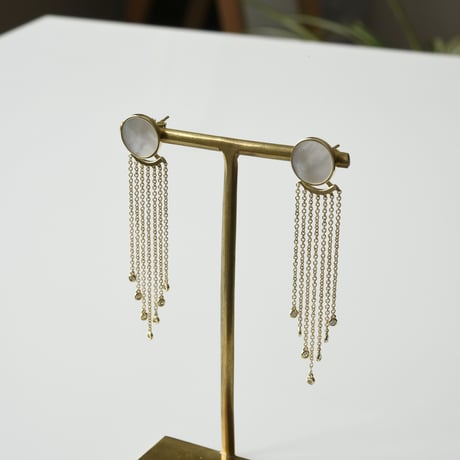 14K Natural White Shell Fringe Earrings（ピアス）